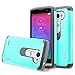 LG Leon Case, LG Tribute 2 Case, RANZ® Grey with Aqua Blue Hard Impact Dual Layer Shockproof Bumper Case For LG Leon LTE C40/ Tribute 2 (LS665) / Destiny L21G / Power L22C / Risio