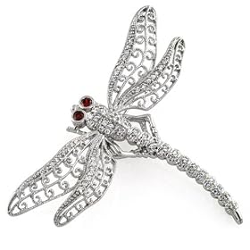Bling Jewelry Designer Inspired Antique Sterling Silver Pave Diamond CZ Dragonfly Pin