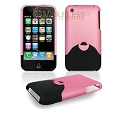 Apple iPhone 3G V2 Slide In Black/Pink Rubber Feel Protective Case + Free LiveMyLife Wristband