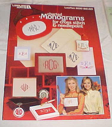 Charted Monograms for Cross Stitch & Needlepoint By Leisure Arts Leaflet 200 Craft 1981
