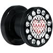 0 Gauge Black Acrylic Gem I Heart Penguins Screw Fit Plug