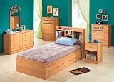 4pc Twin Size Bedroom Set Cottage Style in Oak Finish