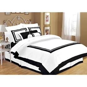 White with Black Square Pattern Hotel Duvet Comforter Cover 7 Piece Bedding Set for Queen Size Bed White with Black Square Pattern Hotel Duvet Comforter Cover 7 Piece Bedding Set for Queen Size Bed