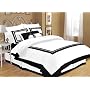 7 Pieces Caprice White with Black Square Pattern Hotel Comforter Bed-in-a-bag Set California-cal King Size Bed