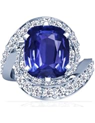 Platinum Cushion Cut Purple Sapphire Ring With Sidestones