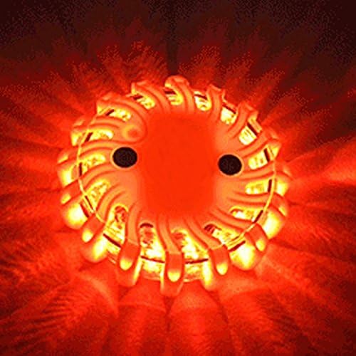 6 PACK AMBER REPLACEABLE BATTERY WATERPROOF LED MAGNET SAFETY FLARE with 9 OPERATING MODES + FREE LITHIUM ION BATTERIES, TRAVEL BAG, AND LED FLASHLIGHT SET