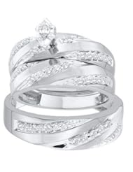 0.78CTW DIAMOND MARQUISE CENTER TRIO SET