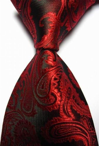 COLORU Classic Striped Microfiber Formal Men's Tie Necktie 57'' inches (Red Paisley)