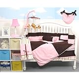 Boutique Pink & Brown Suede 10pcs Baby Crib Bedding Set