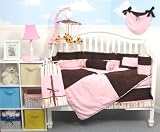 Boutique Pink & Brown Suede 10pcs Baby Crib Bedding Set