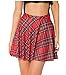 TOFLY Women's Digital Print Stretchy Plaid Pleated Mini Skirts Plus Size S-XXXXL