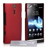 Yousave Accessories TM Rote Harte Hybrid R�ckseiten Schutzh�lle F�r Das Sony Ericsson Xperia S LT26i Mit Displayschutzfolie Und Graues Micr-Faser Putztuchvon "Yousave"