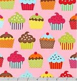 Cupcakes on Pink Fabric One Yard