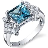 Princess Cut 2.00 carats London Blue Topaz Cubic Zirconia Ring in Sterling Silver Available in Sizes 5 thru 9