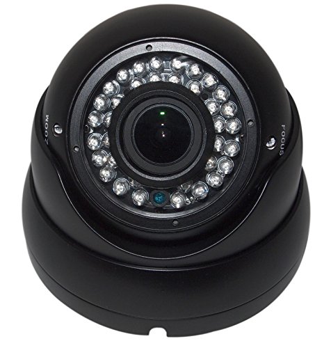 Evertech CCTV Security Camera - 700 TVL, 36 IR, 2,8~12mm Wide Angle ZOOM Vari-focal Lens Metal Dome Camera for Indoor & Outdoor 36 Ir LED Color Home Security Surveillance Dome Camera(Black)