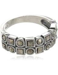 Sterling Silver Oxidized Marcasite Textured Ring, Size 7