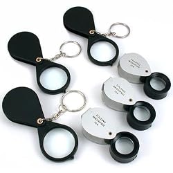 6Pcs 10X Eye Loupe 3X Key Chain Folding Magnifier Tool