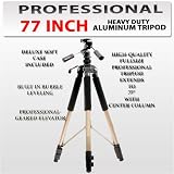 Professional 77 Inch Build in Bubble Leveling, Geared Elevator, Heavy Duty Aluminum Tripod Extend to 77 with Center Column for the Panasonic Pro Ag-dvc7, Dvc20, Dvc30, Dvx100, Hvx200 Mini Dv Camcorders