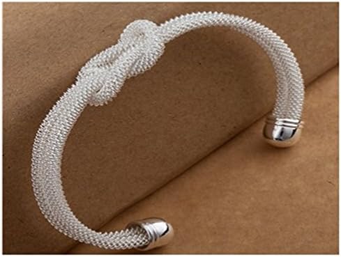 Fashion Weeding Jewelry Simple 925 Silver Love Knot Lock Open Bracelet Bangle
