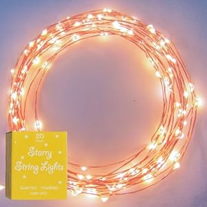 The Original Starry String Lights™ by Brightech - Warm White Color LED's on a Flexible Copper Wire - 20ft LED String Light with 120 Individually Mounted LED's. Set the Mood You Want Anywhere! - Perfect For Creating Instant Appeal in Any Setting - Parties, Bedrooms, or an Intimate Environment Anywhere in the Home