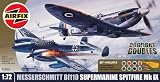 Airfix A50036 1:72 Scale Dogfight Double Messerschmitt Me110 and Supermarine Spitfire MkIX Twin Gift Set Including Paints, Glue and Brushes
