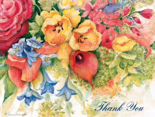 Lang Perfect Timing Bouquet Thank You Boxed Notecard by Susan Winget, 4 x 5 Inches, 13 Cards and Envelopes (1005271)
