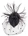 Black Feather Fabric Flower Net Fascinator Hair Clip and Cocktail Hat