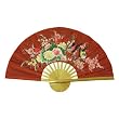 Hand-painted Red Folding Decorative Wall Fan - Bird & Flower Design