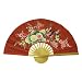 Hand-painted Red Folding Decorative Wall Fan - Bird & Flower Design