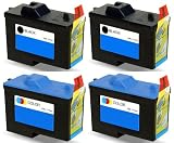 4 Pack Remanufactured (Series 2) DELL 7Y743 and 7Y745 (2 Black + 2 Color) Ink Cartridges for Dell A940 and A960 Printers