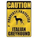 CAUTION " PROPERTY PROTECTED BY ITALIAN GREYHOUND " PARKING SIGN DOG