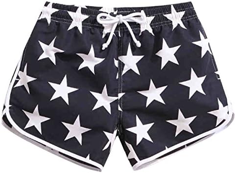 AMStore Women's Loose Stars Printed Board Yoga Running Active Shorts