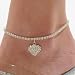 Rhinestone Stretch Anklet Bracelet Heart Charm Austrian Crystal Ankle Clear