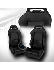 Automotive Parts and Accessories: 2X UNIVERSAL TR BLK STITCH PVC LEATHER RECLINABLE RACING BUCKET SEATS+SLIDER C01 - R&L Racing