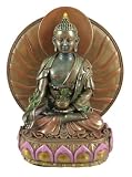 MEDICINE BUDDHA Healer Statue Tibetan Buddhism Antique Bronze Finish with Hand-painted Color Accents