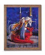 Wizard Dragon Unicorn Storm Chaser Fantasy Kids Room Wall Picture Oak Framed Art Print