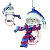 4 MLB Los Angeles Angels of Anaheim Baseball Snowman Christmas Ornaments 2.75"