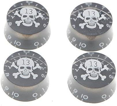 hongyujj 4x Tone & Volume Speed Knobs /w White Skull Logo Replacement for Electric Bass Guitar Gibson Les Paul