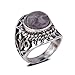YAZILIND Vintage Antique Round Cut Purple Amethyst Retro Silver Plated Heart Hollow Ring Women