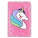Unicorn Notebook,New A5 Notebook Color Reversible Sequin Unicorn Diary Notebook Magic Sequin Journal Rainbow Notebook DIY Painting Magic Daily Journal Notebook for Kids (Rose Red)