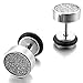 Men's 8mm Stainless Steel Stud Resin Earrings Black Silver Tapers Plugs Tunnel