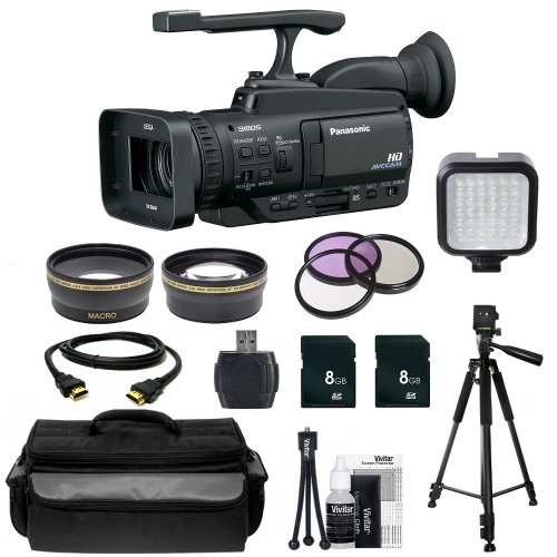 Panasonic Professional AG-HMC40 /HMC45 AVCHD Camcorder with 10.6MP Still and 12x Optical Zoom w/ SSE Premium Movie Makers Kit. Includes: Professional LED Video Light, HDMI Cable, Full Size Fluid Head Tripod, 0.45x High Definition Wide Angle Lens, 2X Telephoto HD Lens, 3 Piece Pro Filter Kit, 2x 8GB SDHC Memory Cards, Card Reader, Starters Kit & Professional Carrying Case Panasonic Professional AG-HMC40 /HMC45 AVCHD Camcorder with 10.6MP Still and 12x Optical Zoom w/ SSE Premium Movie Makers Kit. Includes: Professional LED Video Light, HDMI Cable, Full Size Fluid Head Tripod, 0.45x High Definition Wide Angle Lens, 2X Telephoto HD Lens, 3 Piece Pro Filter Kit, 2x 8GB SDHC Memory Cards, Card Reader, Starters Kit & Professional Carrying Case
