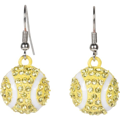 Heirloom Finds Yellow Enamel Crystal Tennis Ball Dangle Earrings