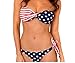 Dong Dian Women's Padded Twist Bandeau Bikini Set USA American Flag Swimsuit
