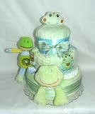 Plush Baby Shower Diaper Cake Gift Set (Green Frog)