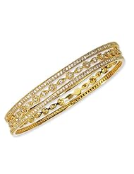 Gold-Plated Sterling Silver Cz Three Bangle Set