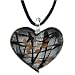 Silver Foil Murano Glass Heart Necklace Pendant