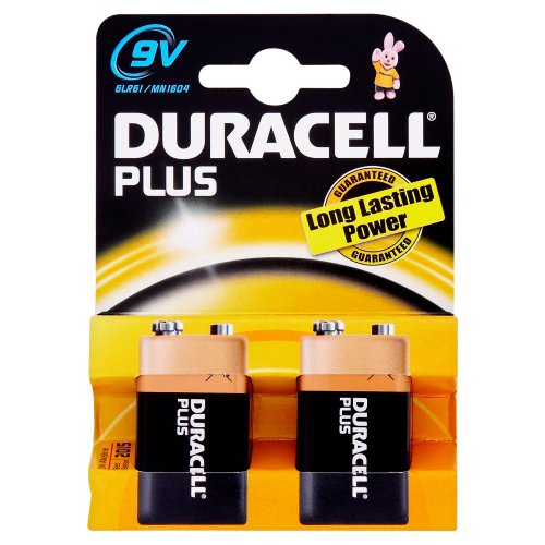 Duracell Plus MN1604 Alkaline 9 V Battery - 2-Pack