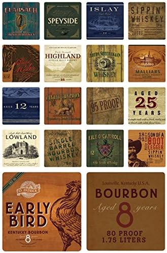 Magnet Works DrinkBlots Whiskey Absorbent Reusable Recyclable Paper Art Square Drink Coasters Pack of 18