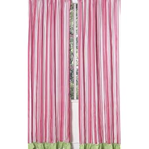 Pink and Green Olivia Stripe Window Treatment Panels - Set of 2